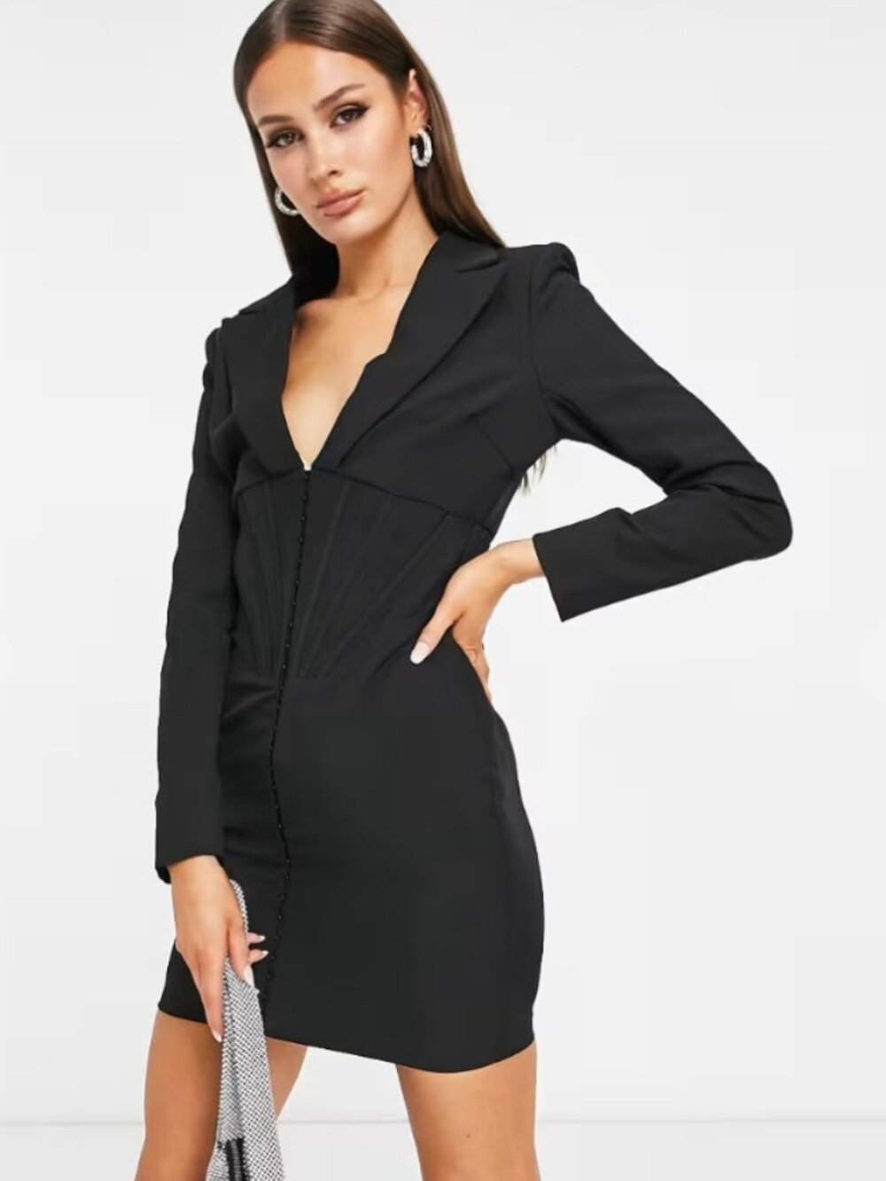 Lavish Alice Tailored Black Corset Blazer Dress, Size US 4